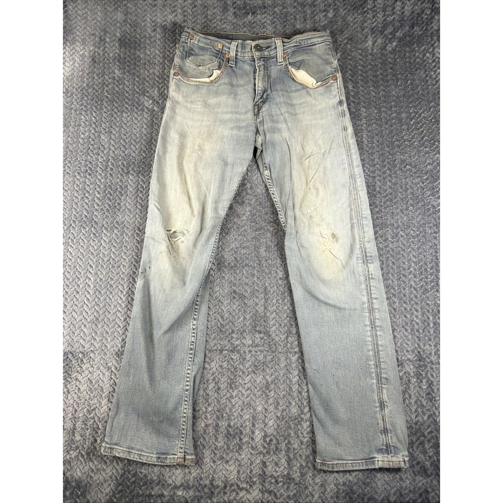 VTG Levi's 514 Jeans Mens 29x30 Blue Straight Leg Denim Regular Fit Distressed